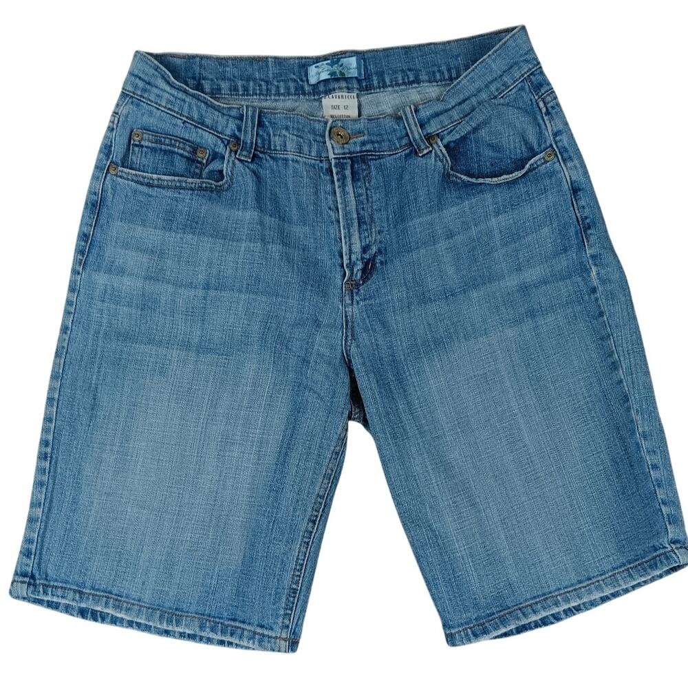 Vtg Z. Cavaricci Jean Shorts‎ Womens 12 32X10 Blue Department of Peace Boho Y2K